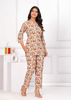 Jikonet Women Cotton Printed Co-Ord Set Kurta Set with Pant Set