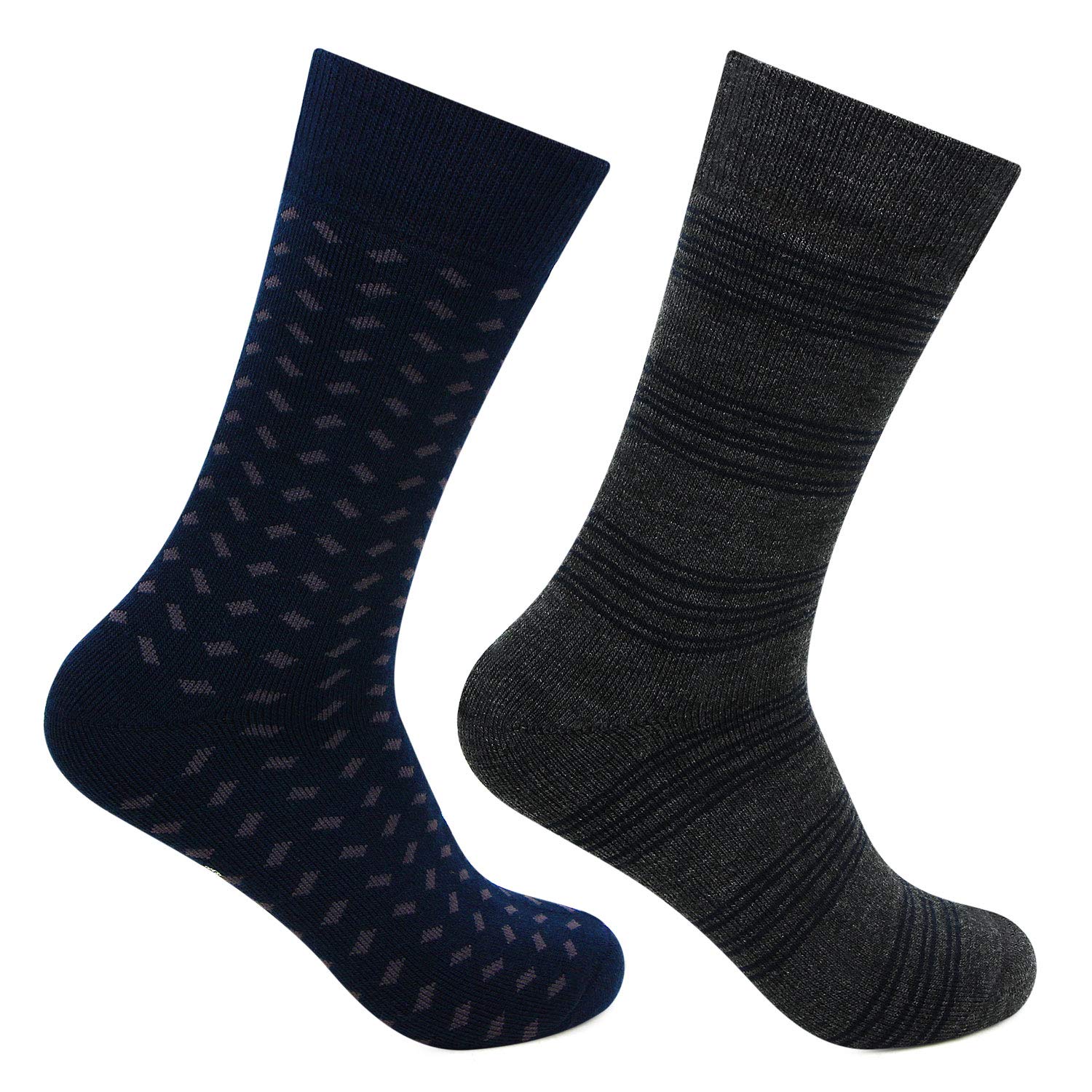 Bonjour Mens Cushioned Woollen Crew Length Socks - Pack Of 2 (Multicolor)