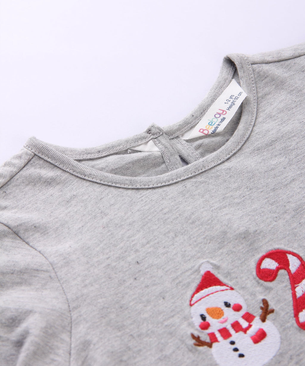 Beebay Grey Snowman Full Sleeve T-Shirt