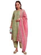 Ketch Women Polyester Printed Ethnic Set (Khk3001043_Green, Xl