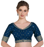 Pujia Mills Women Indian Ethnic Wear Designer Golden Codding With Zari Embroidered Diamond Work Round Neck Half Sleeve Readymade