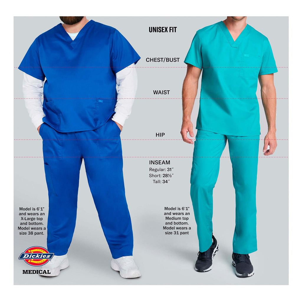 Dickies mens Big and Tall Signature Unisex Drawstring Medical Scrubs Pants, White, Small Tall US