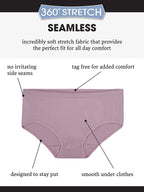 Fruit of the Loom Women's Fit Size Assorted Seamless Brief Underwear, 10 Pack, Brief-10 Pack-Blue/Purple/Grey, 11 Plus