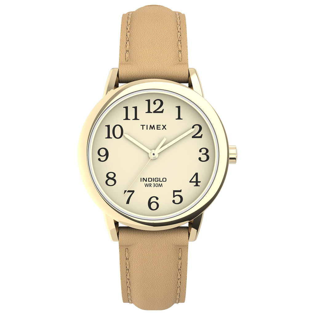 Timex Women's Easy Reader 30mm Watch - Gold-Tone Case Cream Dial with Tan Leather Strap