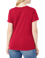 Hanes womens Nano Premium cotton V-neck Tee fashion t shirts, Deep Red, X-Large US
