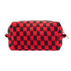 PAZIMIIK Checkered Makeup Bag for Purse Portable Zipper Make Up Pouch Small Cosmetic Case for Travel Accessories (Red Black)