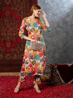 ANNI DESIGNER Women s Rayon Blend Kurta with Pants, white, XL