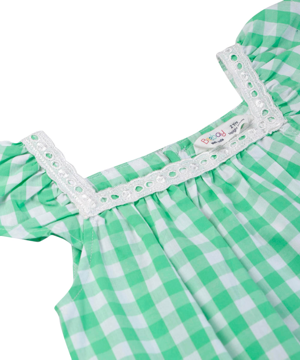 Beebay Kids Girls Y/d Check lace Detail Dress Green