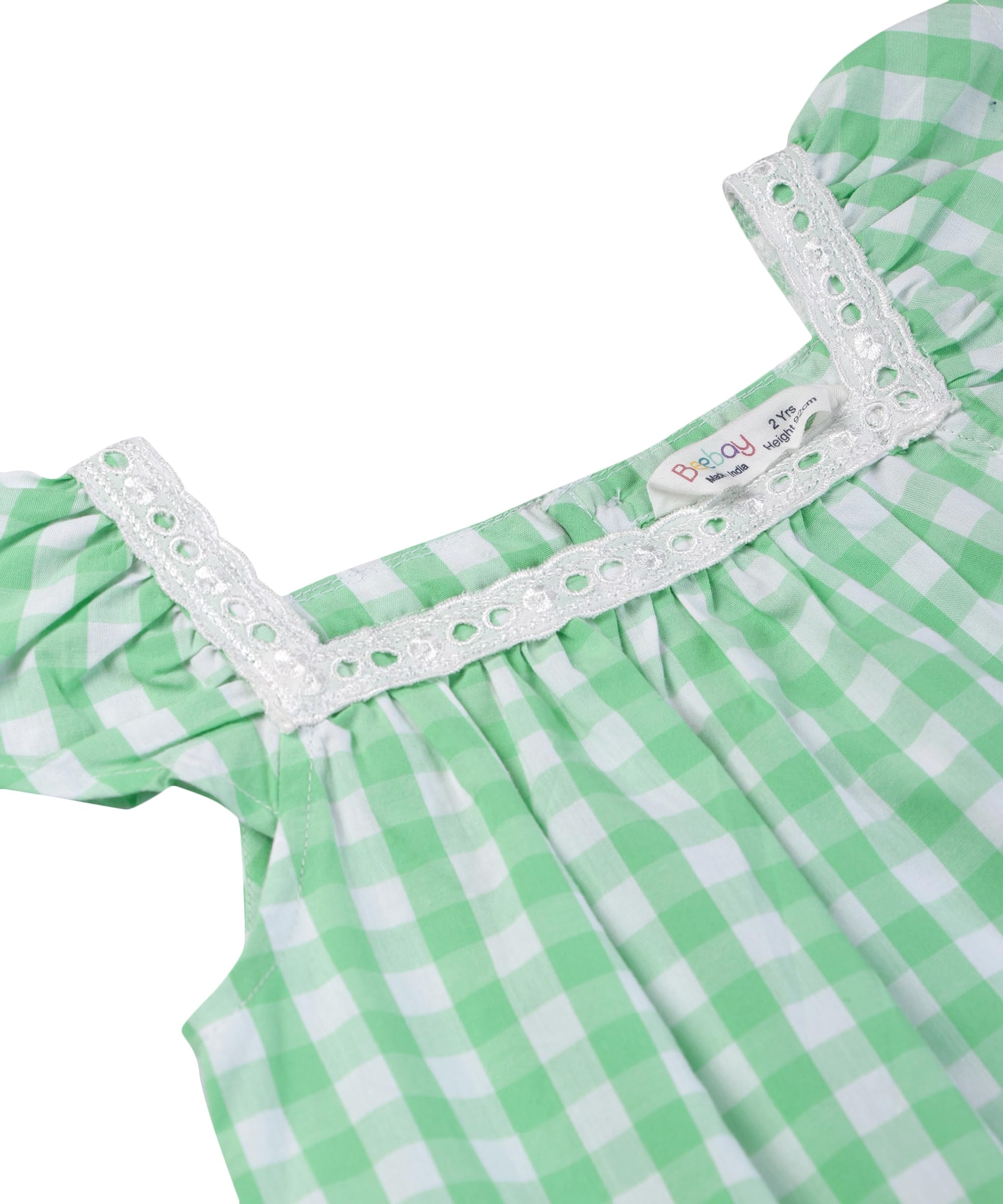 Beebay Kids Girls Y/d Check lace Detail Dress Green