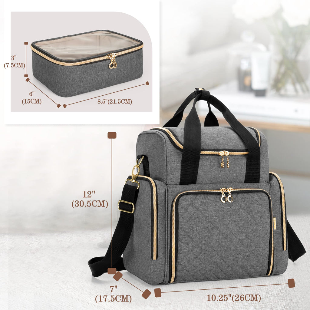 LUXJA Travel Makeup Bag with 2 Removable Cases, Cosmetic Bag with Multiple Storage Sections (Patent Pending)