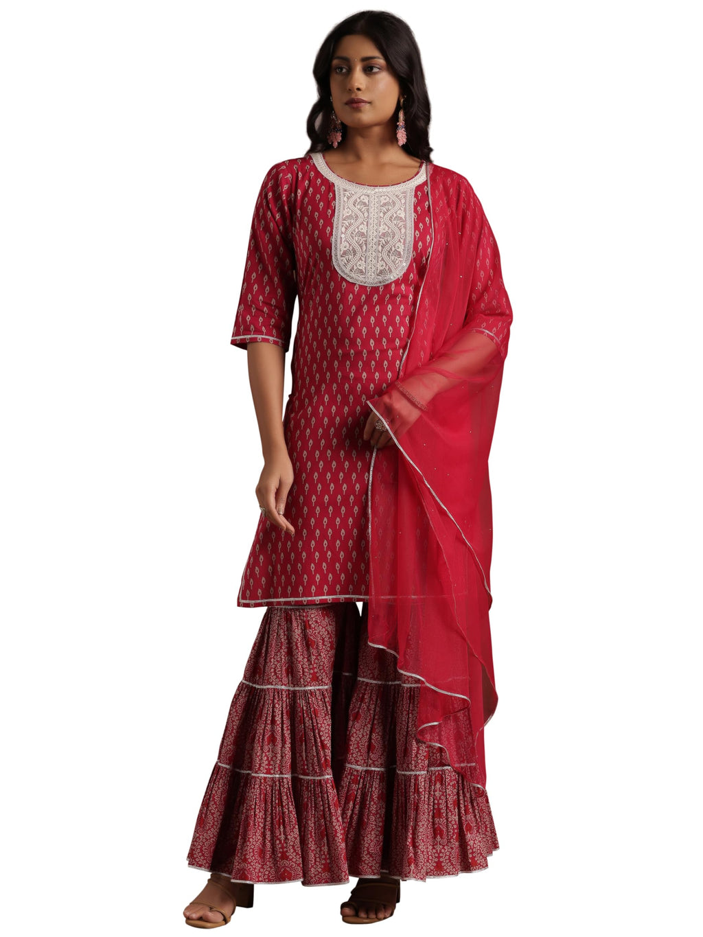 Libas WomenS Cotton Floral Kurta Set (36623 Pink