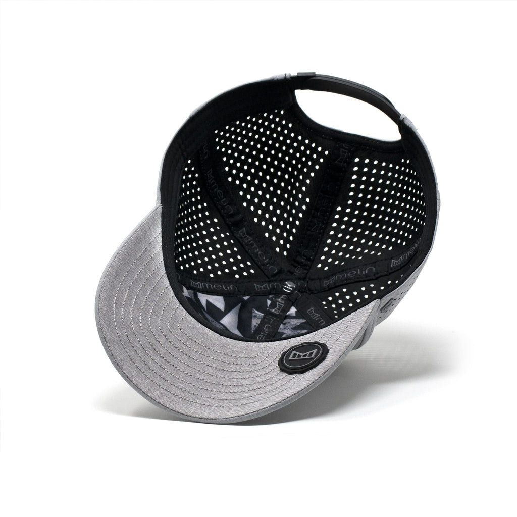 melin A-Game Hydro, Performance Snapback Hat, Water-Resistant Baseball Cap for Men & Women, Heather Grey, XL