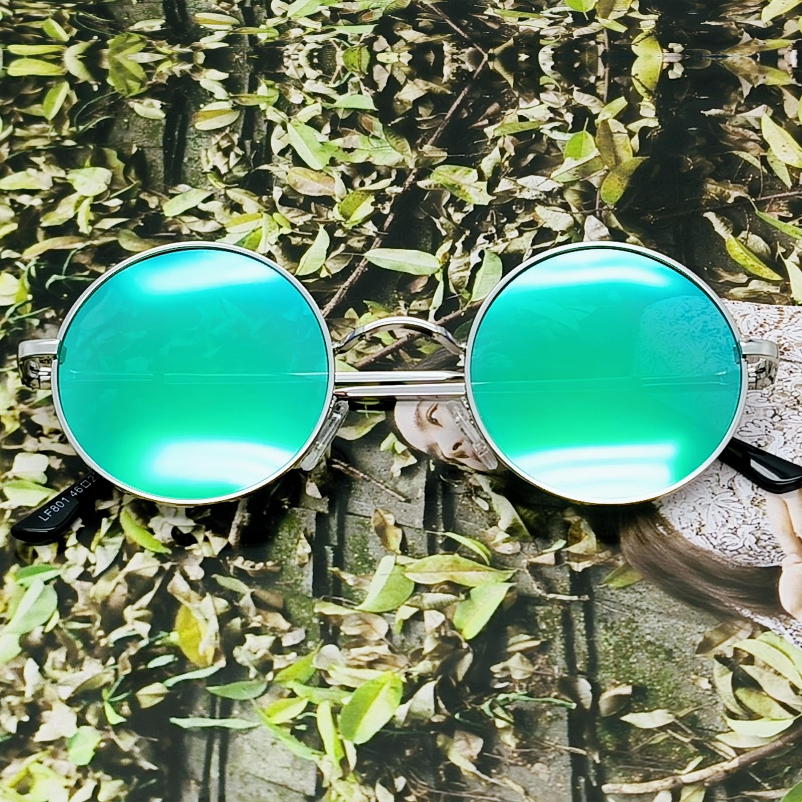 Joopin Round Sunglasses Circle Sun Glasses Polarized UV400 Trendy Teashades Circular Shades for Men Women Halloween Costume (Bla