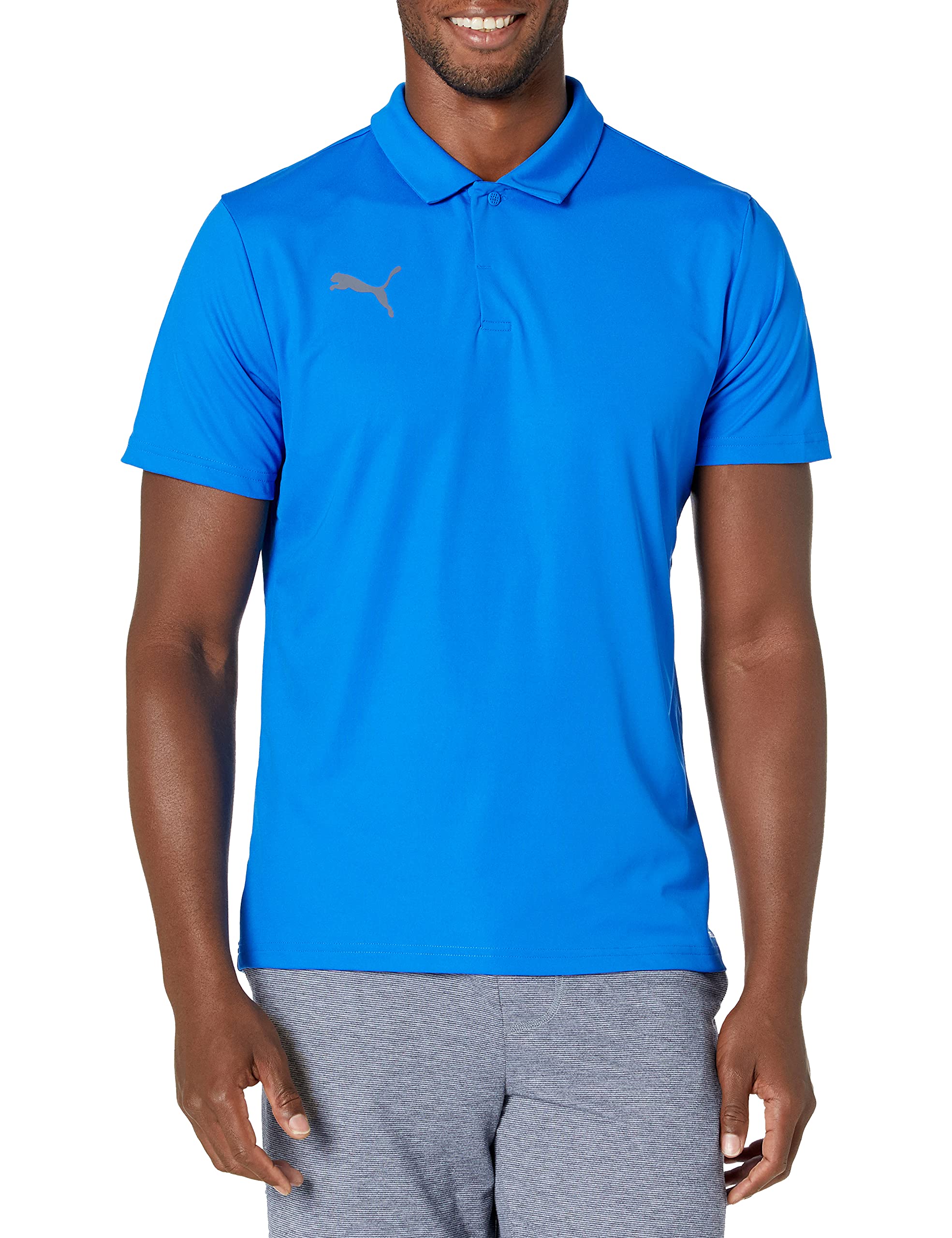 PUMA mens Teamliga Sideline Polo Shirt, Electric Blue Lemonade/White, Large US