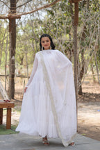 Fashion Basket Georgette Anarkali Kurta Set For Women White