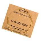 JoycuFF Morse Code Bracelets for Women Love My Tribe Inspirational Gifts for Best Friend Mom Sister Daughter Birthday Mother's D