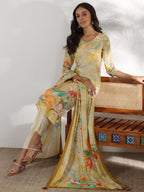 Libas WomenS Silk Blend Kurta Set (49255_Beige