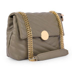 ADISA Womens Girls Quilted Cross Body Sling Bag with Gold Chain (SL5136) (Olive)