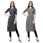 Pinkmint Womens Crepe Digital Print Straight Kurta(Pack of 2)[QL-335-336-L]
