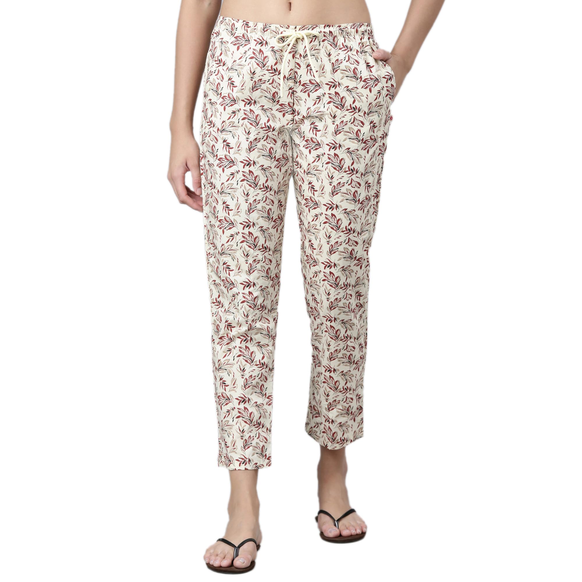 Enamor E4A5 Mid-Rise Straight Leg Pant for Women with Side Pockets