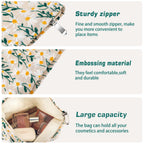ZLFSRQ Daisy Flower Makeup Bag Travel Cute Floral Cosmetic Bag for Women Girls Small Embroidery Makeup Zipper Portable Storage T