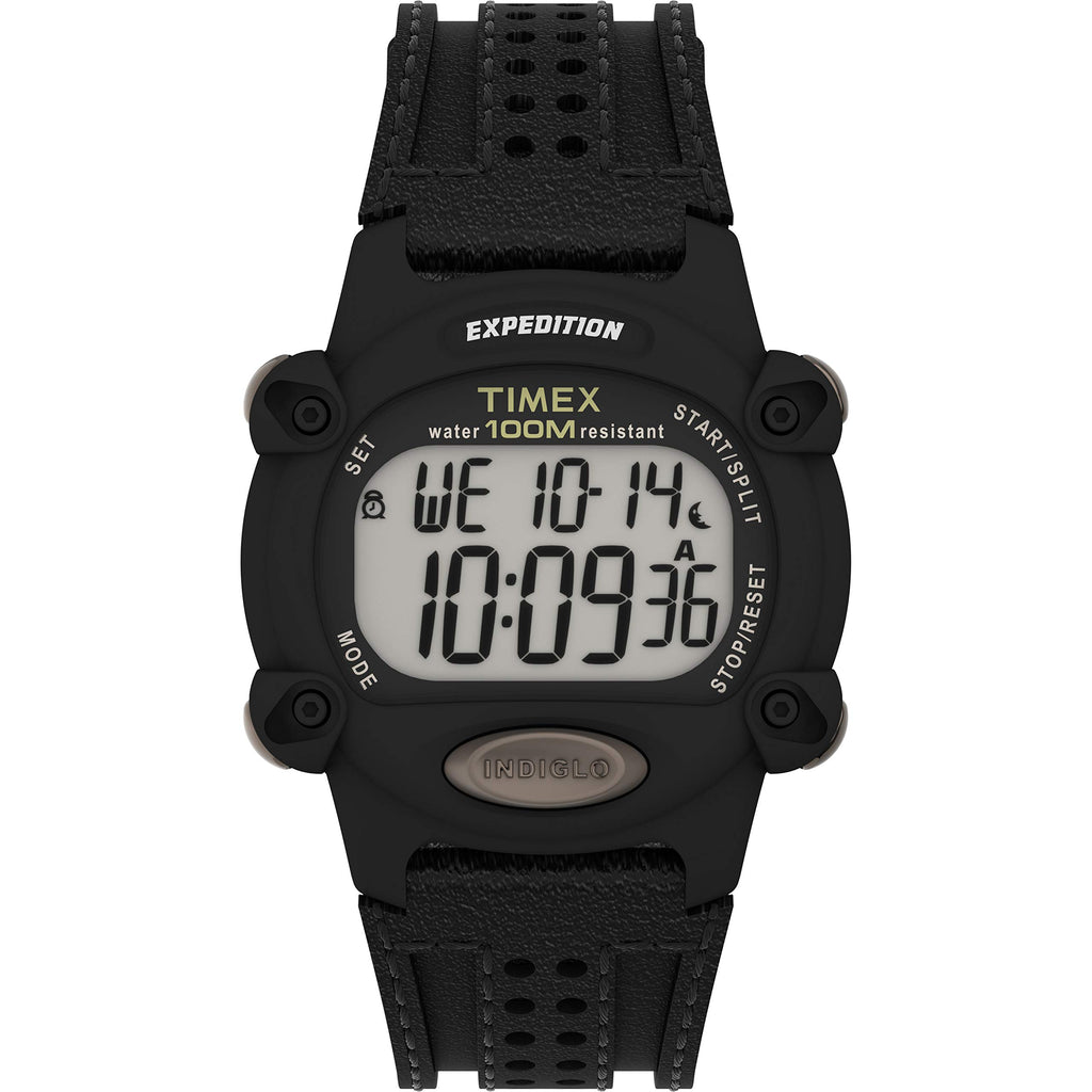 Timex Men's Expedition Digital CAT 39mm Watch - Black Case with Black Fabric & Leather Strap