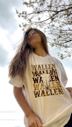 Wallen Shirt Women Funny Leopard Steer Skull Graphic Tee Top Country Music Shirt Western Short Sleeve Letter Print Shirt (Meduim