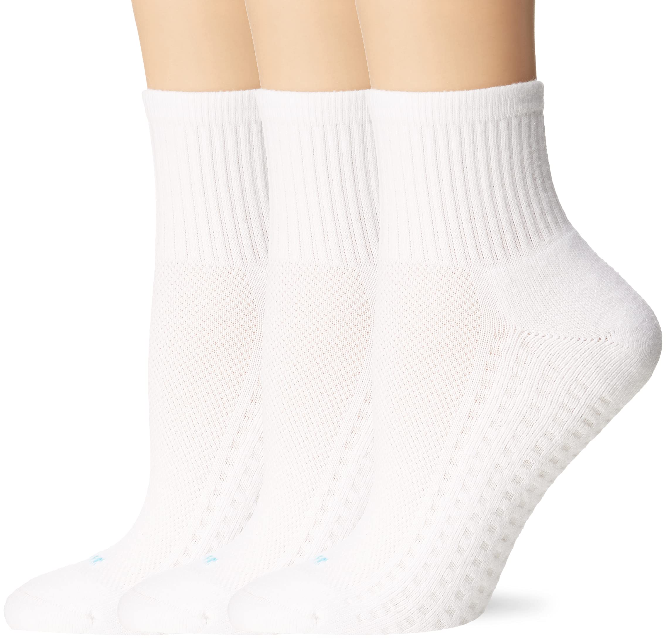 HUE womens Hue Women's Air Cushion Mini Crew Sport Socks, 3 Pair Pack casual socks, White, One Size US