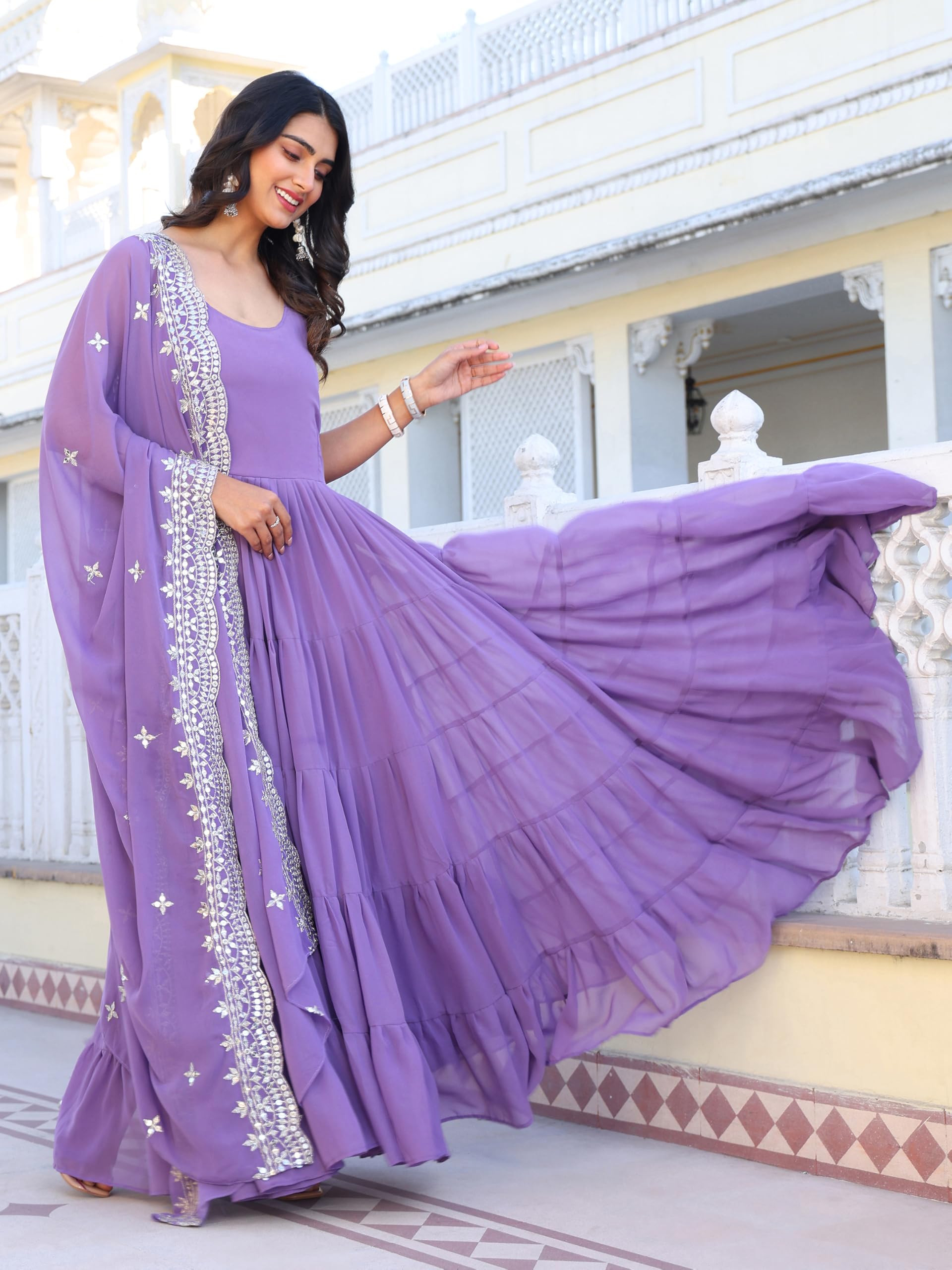 Fashion Basket Pink Georgette Anarkali Kurta For Women