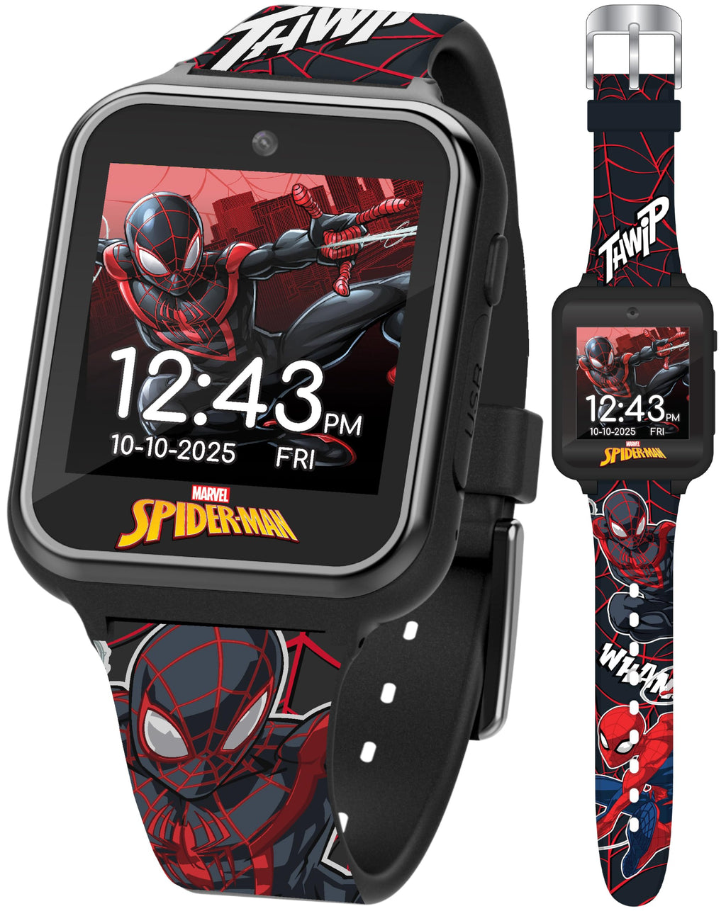 Marvel Spider-Man Kids Smart Watch - Touchscreen Interactive Watch with 10 Customizable Clock Faces, Built-in Camera, Video Reco