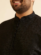 Manyavar Mens Silk blend Embroidered Kurta Pyjama Set