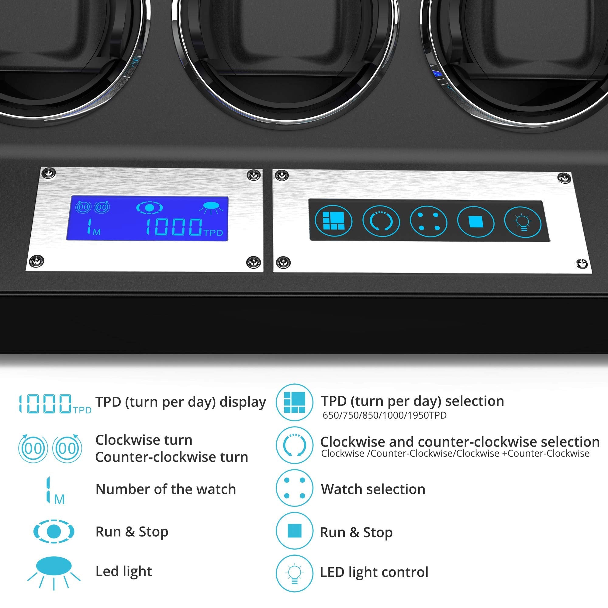Watch Winder, Wooden Finish with Adjustable [Upgraded] Watch Pillows, 8 Winding Spaces Watch Winders for Automatic Watches, Buil