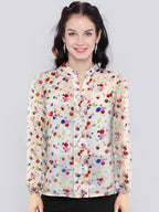 Toochki WomenS Polka Dots Regular Fit Shirt (Toochki198-Tp-N_Off White