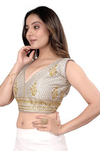 Pujia Mills WomenS V Neck Embroidery Readymade Saree Blouse For Lehenga Choli