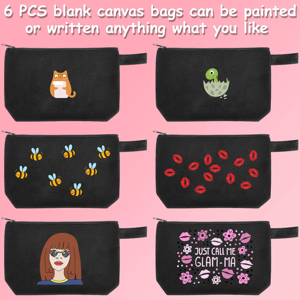Weewooday 8 Pieces Canvas Cosmetic Bags Plain Makeup Pouch with Zipper Blank DIY Bags for Travel Toiletry Makeup Cosmetic Statio