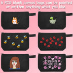Weewooday 8 Pieces Canvas Cosmetic Bags Plain Makeup Pouch with Zipper Blank DIY Bags for Travel Toiletry Makeup Cosmetic Statio