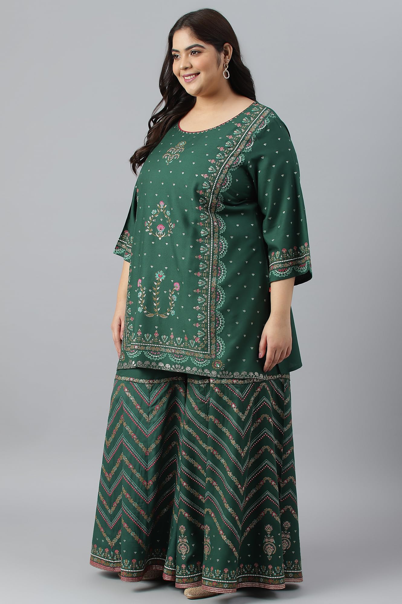 W For Woman Women'S Viscose Kurta (22Auws18122G-119951_Dark Green