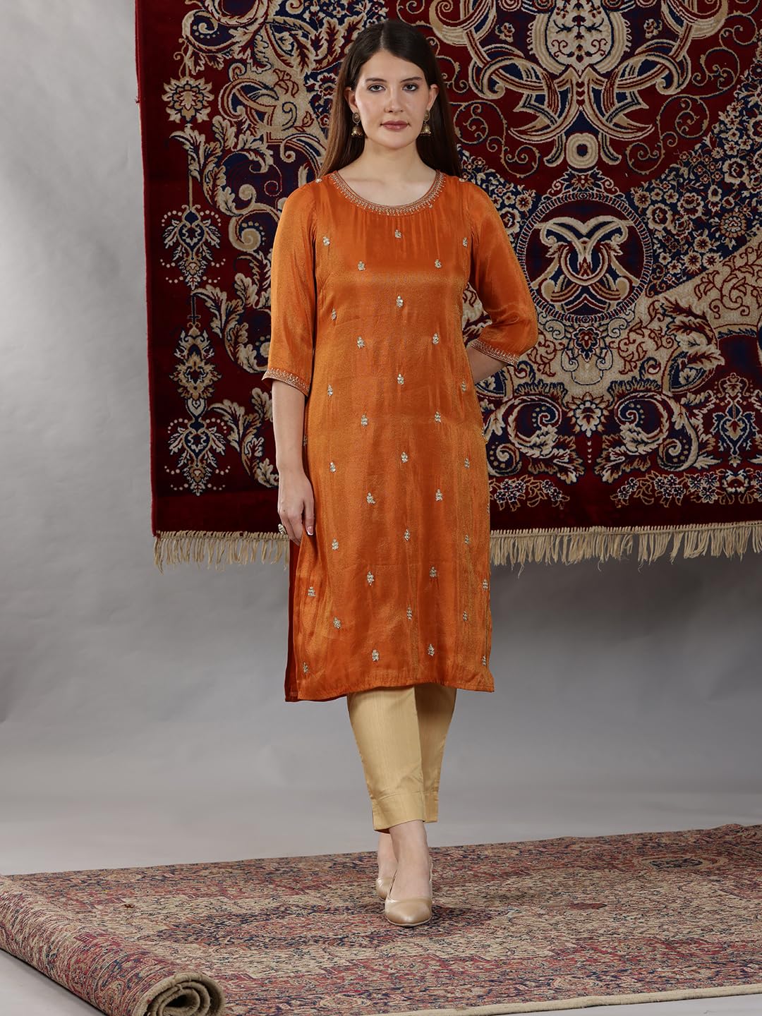 Aurelia WomenS Solid Straight Kurta | Lightweight Round Neck Kurta For Women | Solid Kurta For Women | Beautiful Regular Fit Kur