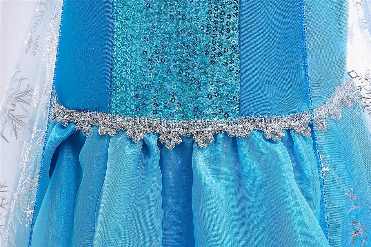 Dressy Daisy Girls' Ice Princess Dress Costume Birthday Halloween Christmas Fancy Party Dresses with Cape Draping