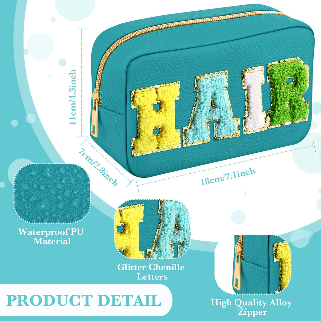 Sanwuta 4 Pcs Hair Face Skin Travel Bag Set Preppy Makeup Pouch PU Leather Skincare Bag Waterproof Cosmetic Organizer Birthday