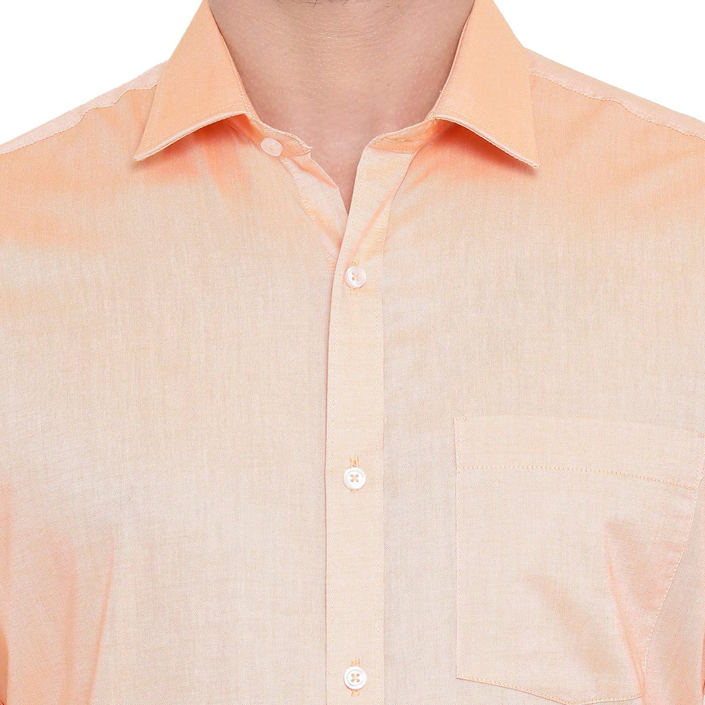 Turtle Men 100% Cotton Orange Solid Slim Fit Formal Shirt