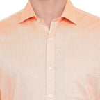Turtle Men 100% Cotton Orange Solid Slim Fit Formal Shirt