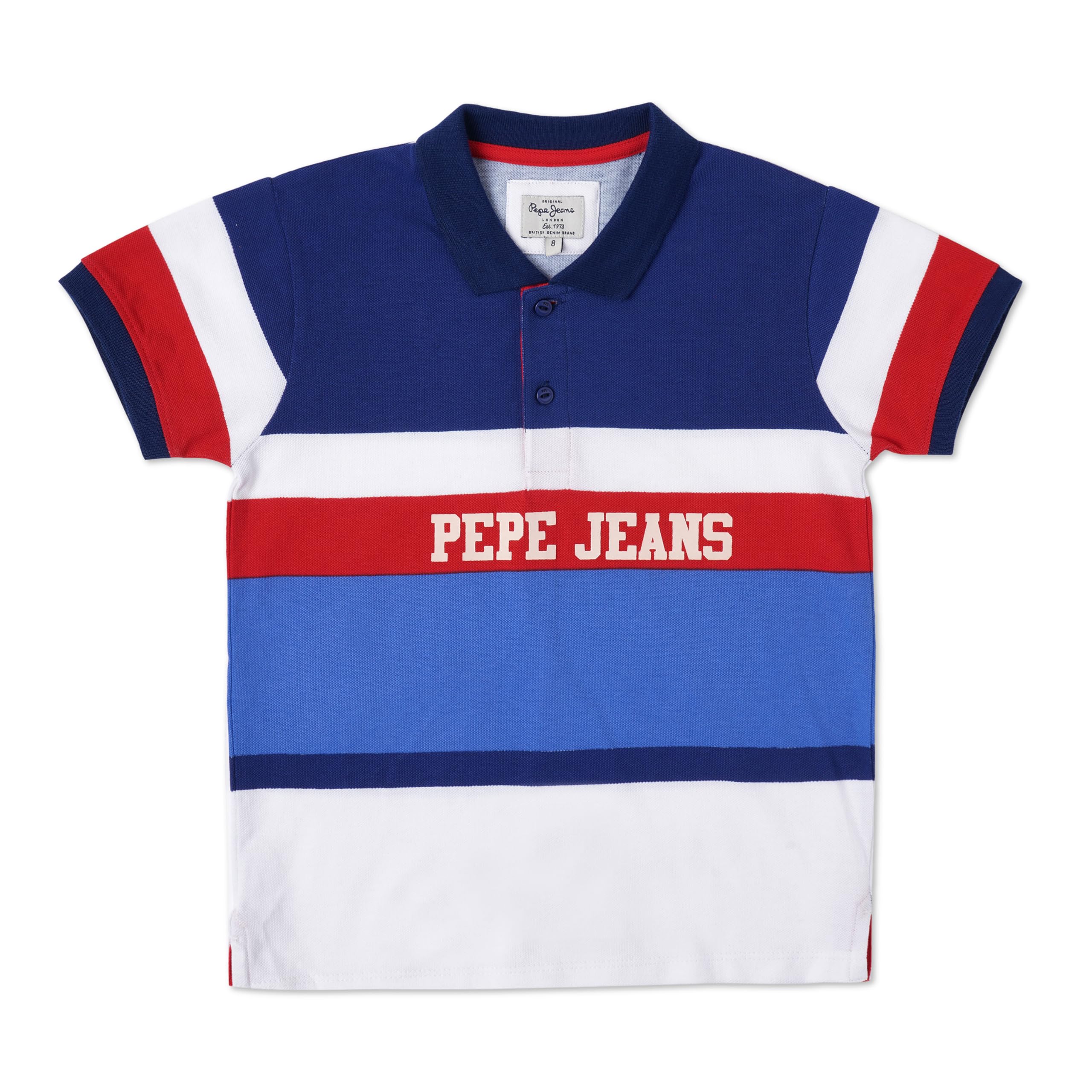 Pepe Jeans Printed Blended Polo Boys T-Shirt (Blue, 4 Years)
