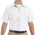 Red Kap Mens Standard Industrial Work Shirt, Regular Fit, Short Sleeve, White, 4X-Large