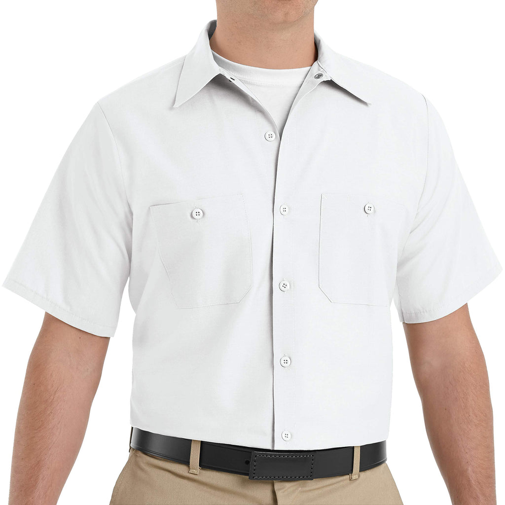Red Kap Mens Standard Industrial Work Shirt, Regular Fit, Short Sleeve, White, 5X-Large
