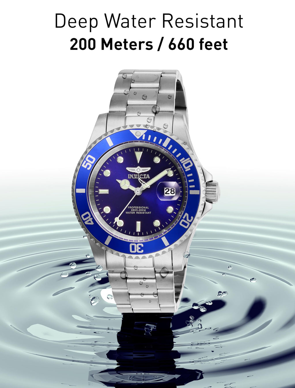 Invicta Men's Pro Diver Quartz Watch with Stainless Steel Strap, Silver, 20 (Model: 26971)