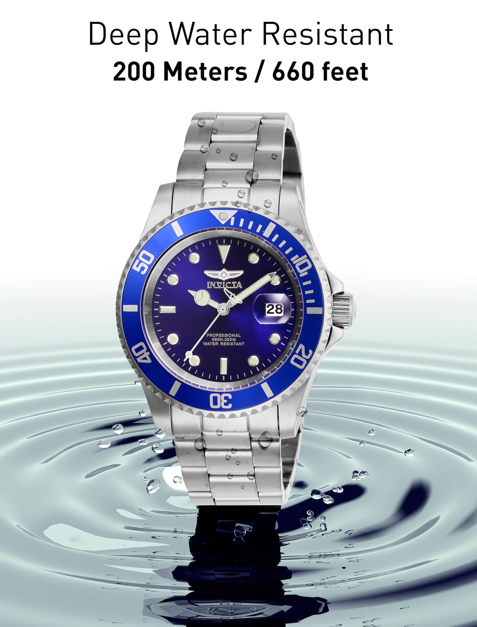 Invicta Men's Pro Diver Quartz Watch with Stainless Steel Strap, Silver, 20 (Model: 26971)