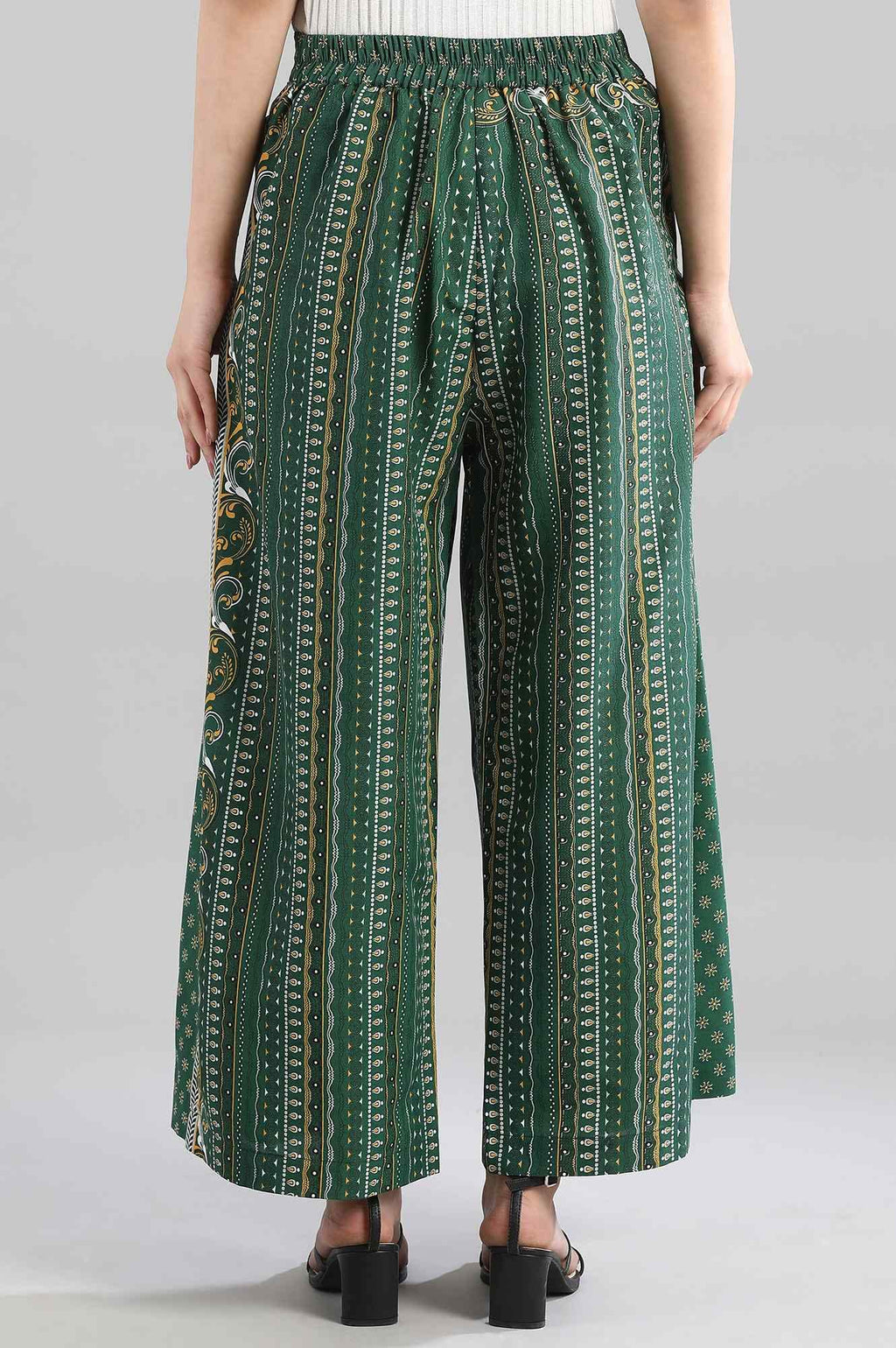 Aurelia Womens Green Geometric Printed Culottes Trousers