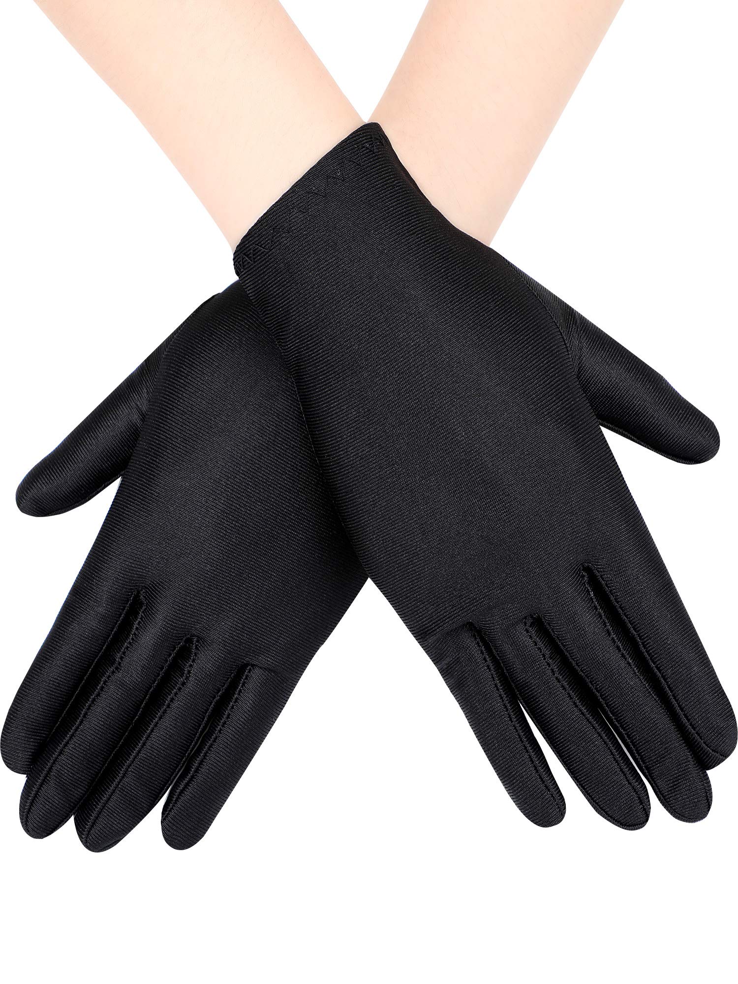SATINIOR 6 Pairs Black White Kid Costume Glove Short Cosplay Glove Girl Boy Dress up for Halloween Party Opera Accessories
