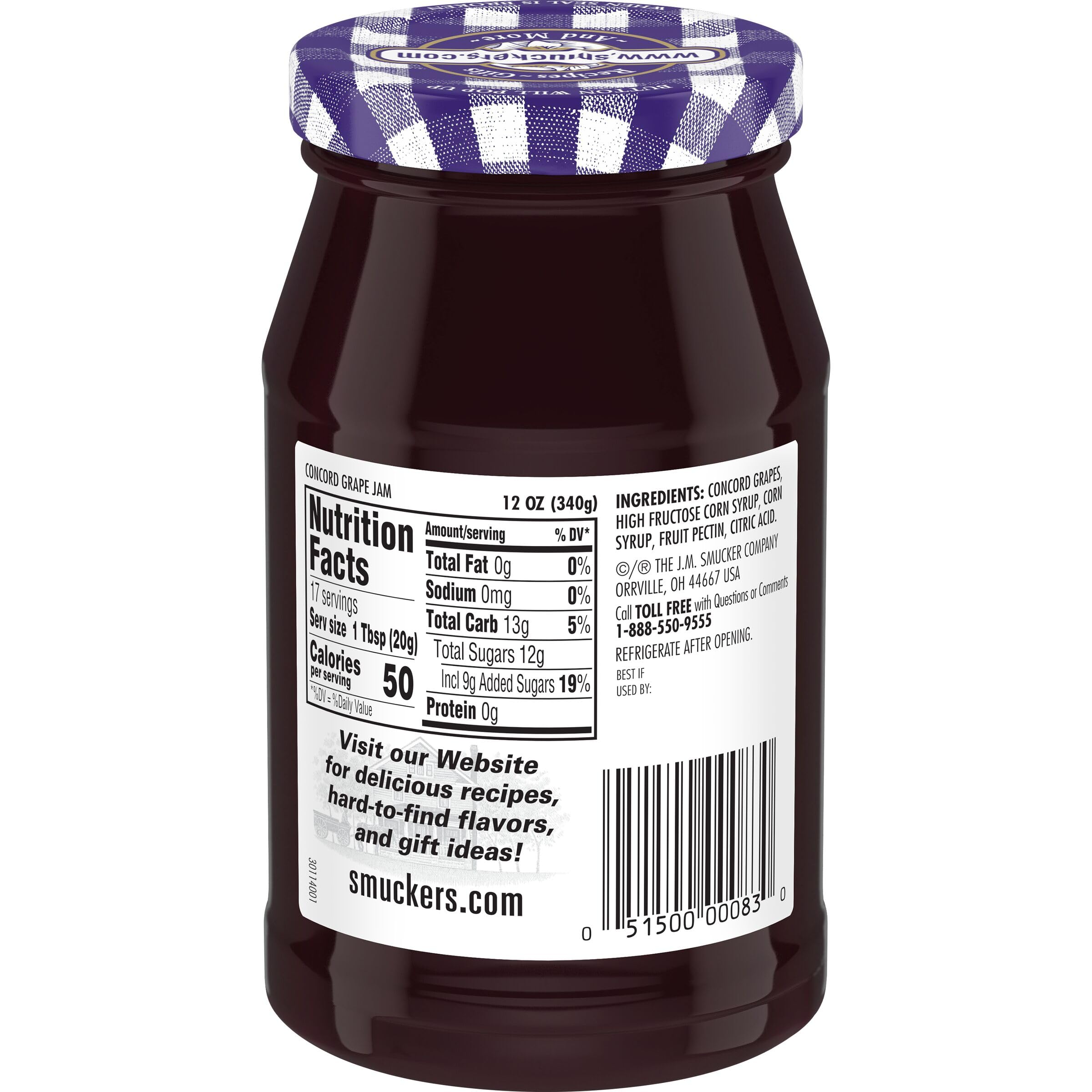 Smuckers concord grape Jam, 12 Ounces (Pack of 6)